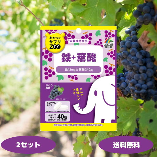 おやつにサプリZOO 鉄 葉酸 40粒 ぶどう風味 2個セット ユニマットリケン 葉酸サプリ 鉄分サプリ 葉酸 鉄分 こども サプリメント チュアブル 子供 成人 おやつにサプリZOO 鉄 葉酸 40粒 ぶどう風味 2個セット ユニマットリケン 葉酸サプリ 鉄分サプリ 葉酸 鉄分 こども サプリメント チュアブル 子供 成人