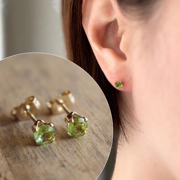 ペリドット 4mm スタッドピアス 天然石 小さめ 上品 ミント グリーン 緑 ゴールド K14GF シンプル 大人可愛い カジュアル オフィス 一粒 お守り 御守 パワーストーン ヒーリングストーンのサムネイル