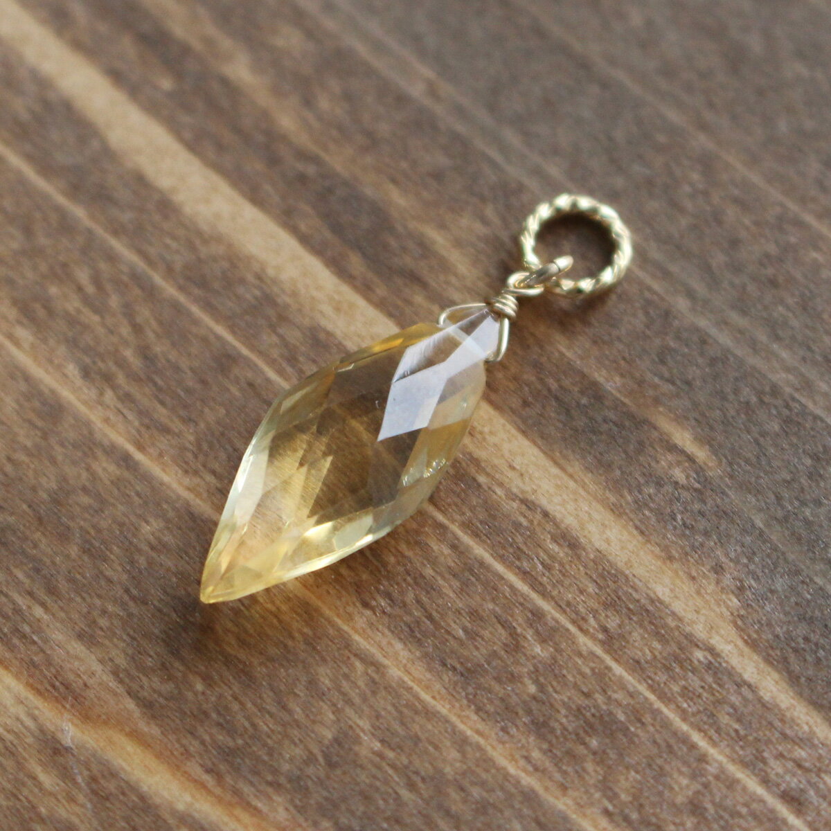 シトリン ダイヤカットチャーム K14GF 天然石 11月誕生石 ペンダントトップ イエロー 上品  ...
