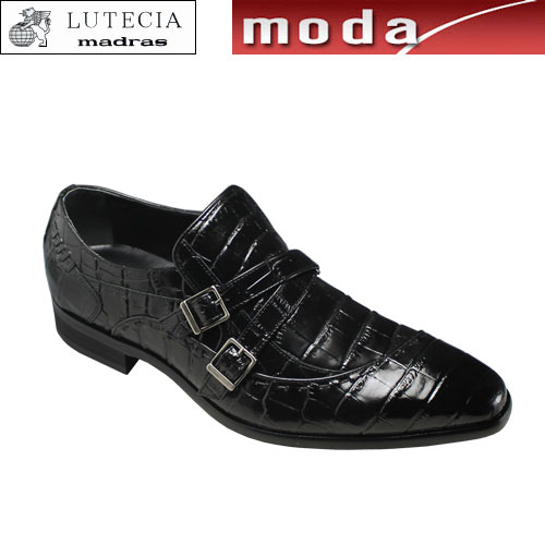 ルテシア マドラス ドレスシューズ クロコ型押し ダブルモンク 流れストレートチップ ポインテッドトゥ LU6503 LUTECIA madras メンズ 靴