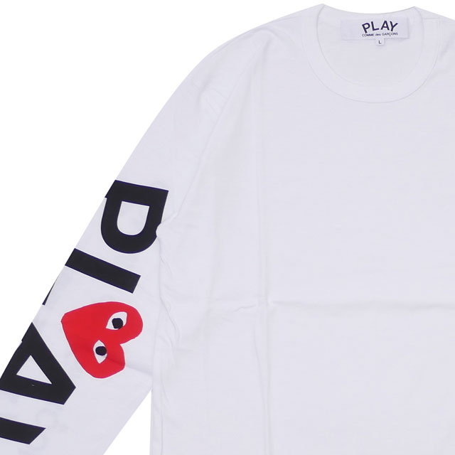 楽天essense【本物・正規品】 新品 プレイ コムデギャルソン PLAY COMME des GARCONS MENS SLEEVE 2HEART LS TEE 長袖Tシャツ WHITE ホワイト 白 メンズ 202001040050