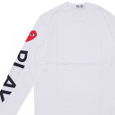 y{EKiz Vi vC RfM\ PLAY COMME des GARCONS MENS SLEEVE 6HEART LS TEE TVc WHITE zCg  Y 202001039050