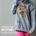  新品 エッセンス essense x アティチュード ATTITUDE COLLABORATION THE MAGAZINE HOODIE プルオーバーパーカー GREY グレー メンズ