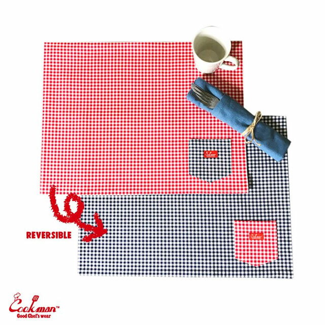 [期間限定ポイント20倍！] Cookman正規取扱店 新品 クックマン Cookman Table Pocket Mat Reversible Gingham Red & Navy テーブルポケットマット ランチョンマット レッド ネイビー