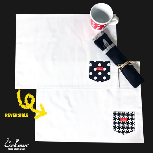 [期間限定ポイント20倍！] Cookman正規取扱店 新品 クックマン Cookman Table Pocket Mat Reversible Chidori & Dots テーブルポケットマット ランチョンマット WHITE ホワイト
