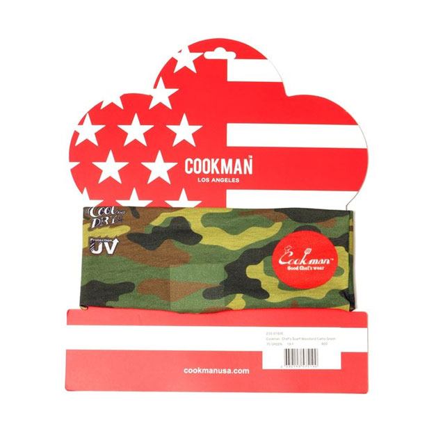 [期間限定ポイント20倍！] Cookman正規取扱店 新品 クックマン Cookman Chef's Scarf Camo Green (Woodland) シェフズ スカーフ カモ グリーン 緑 メンズ レディース