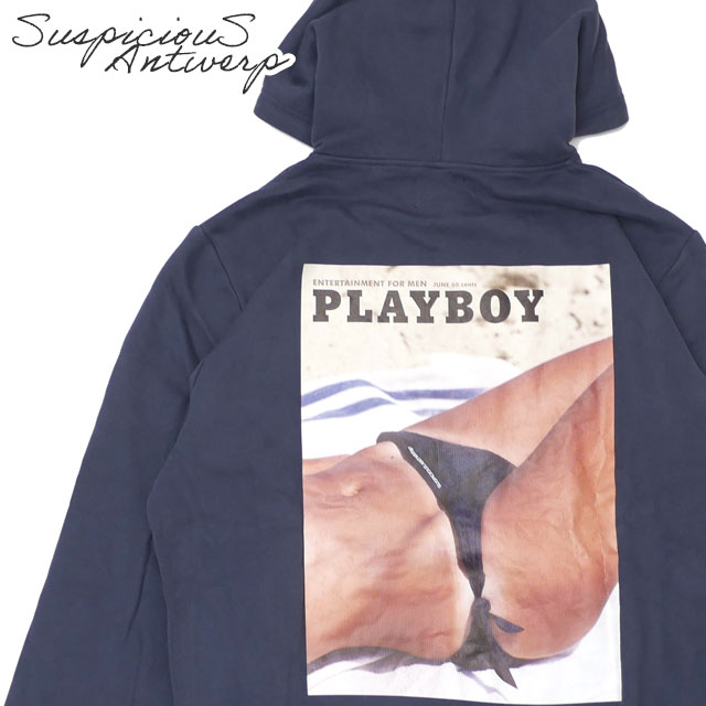  新品 サスピシアス アントワープ SuspiciouS Antwerp Playboy June '62 Hoodie パーカー NAVY ネイビー 紺 ユニセックス