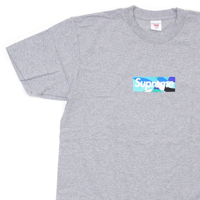 【本物・正規品】 新品 シュプリーム SUPREME x エミリオ・プッチ Emilio Pucci Box Logo Tee ボックスロゴ Tシャツ GRAYxBLUE メンズ