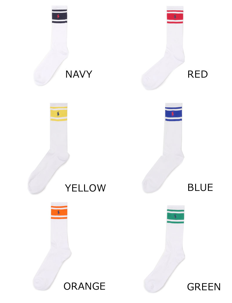 【14:00までのご注文で即日発送可能】 新品 全6色 ポロ ラルフローレン POLO RALPH LAUREN STRIPE CREW SOCKS クルー ソックス 靴下 メンズ レディース BUYERS PUSH 39ショップ