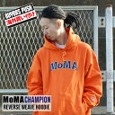 【本物 正規品】 【海外買付】【正規品】【並行輸入品】 新品 チャンピオン Champion x モマ MoMA Reverse Weave Hoodie リバースウィーブ プルオーバーパーカー ORANGE オレンジ メンズ BUYERS PUSH changes