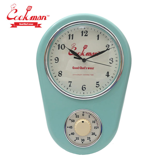 Cookman正規取扱店 【本物・正規品】 新品 クックマン Cookman Kitchen Clock キッチンクロック 掛け時計 キッチンタイマー時付き PALE BLUE ペールブルー