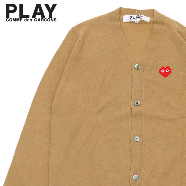 【本物・正規品】 新品 プレイ コムデギャルソン PLAY COMME des GARCONS x インベーダー Invader Men's Cardigan ニット カーディガン CAMEL キャメル メンズ