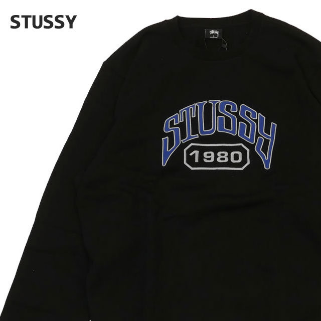 【本物・正規品】 新品 ステューシー STUSSY Stussy Tackle Twill Applique クルースウェット BLACK ブラック メンズ