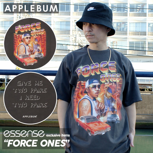 楽天essenseAPPLEBUM正規取扱店 【本物・正規品】 新品 アップルバム APPLEBUM essense別注 FORCE ONES Overdyed T-shirt Tシャツ VINTAGE BLACK ヴィンテージブラック 黒 メンズ