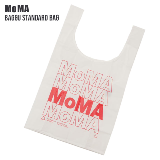【本物・正規品】 新品 モマ MoMA x バグゥ BAGGU Standard Bag MoMA Logo エコバッグ WHITE ホワイト 白 メンズ レディースのサムネイル