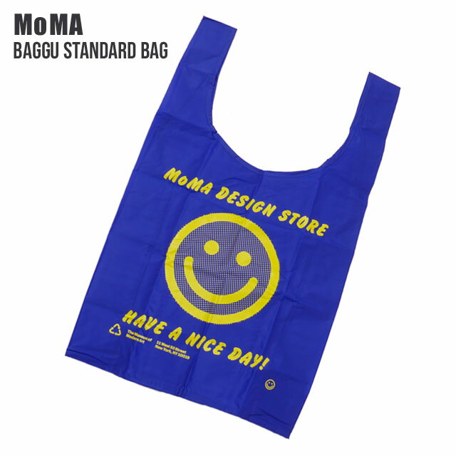 【本物・正規品】 新品 モマ MoMA x バグゥ BAGGU Standard Bag MoMA Happy Face エコバッグ BLUE ブルー 青 メンズ レディース