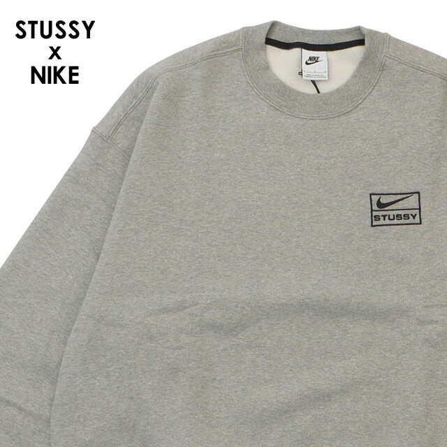 【本物・正規品】 新品 ステューシー STUSSY x ナイキ NIKE Crew Sweat クルースウェット GRAY グレー DO9337-063 メンズ