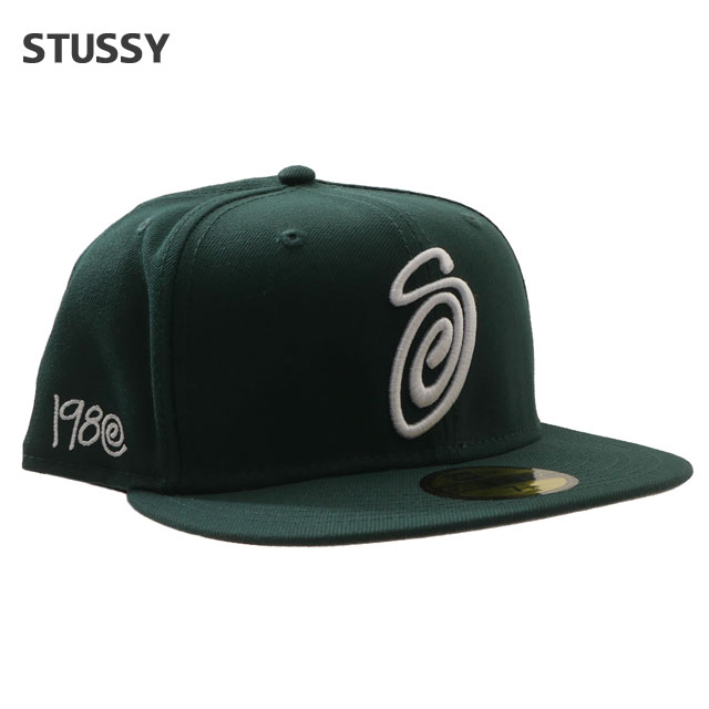【本物・正規品】 新品 ステューシー STUSSY CURLY S 59FIFTY NEW ERA CAP Sロゴ ニューエラ キャップ FOREST GREEN フォレストグリーン メンズ