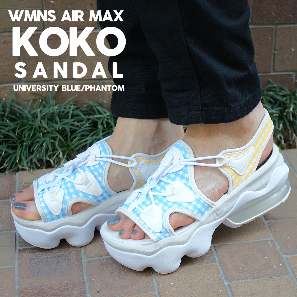 【本物・正規品】 新品 ナイキ NIKE WMNS AIR MAX KOKO SANDAL エアマックス ココ サンダル UNIVERSITY BLUE/PHANTOM ギンガムチェック FJ0306-400 新作 厚底 スニーカーサンダル 軽量 足長のサムネイル