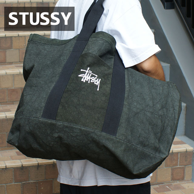 y{EKiz Vi Xe[V[ STUSSY CANVAS EXTRA LARGE TOTE BAG g[gobO BLACK ubN V