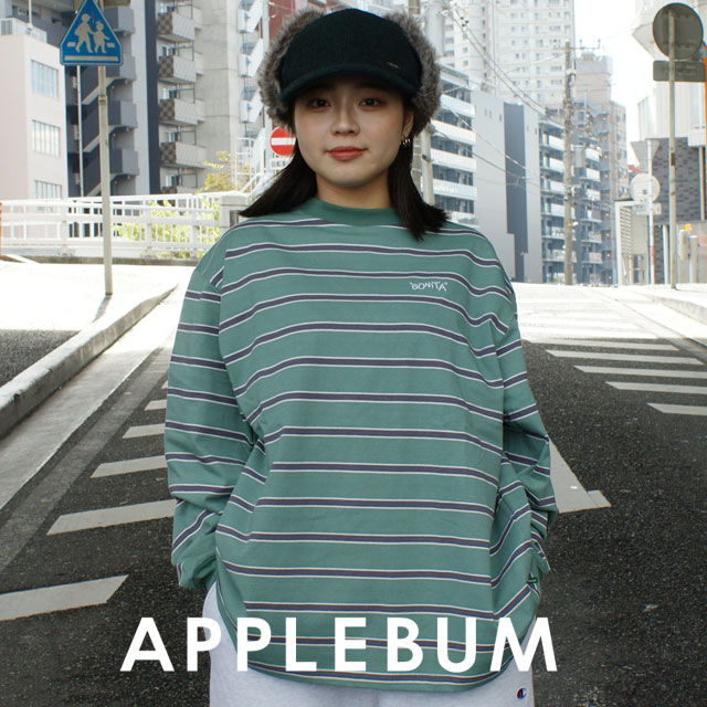 楽天essense【本物・正規品】 新品 アップルバム APPLEBUM Bonita Border L/S T-shirt 長袖Tシャツ ロンティー ロンT SMOKE GREEN スモークグリーン メンズ