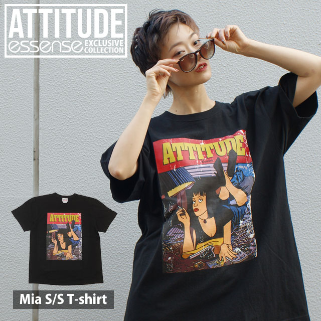  新品 エッセンス essense x アティチュード ATTITUDE Mia S/S T-shirt Tシャツ BLACK ブラック 黒 メンズ レディース