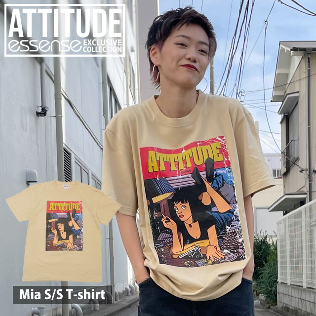  新品 エッセンス essense x アティチュード ATTITUDE Mia S/S T-shirt Tシャツ TAN タン ベージュ メンズ レディース