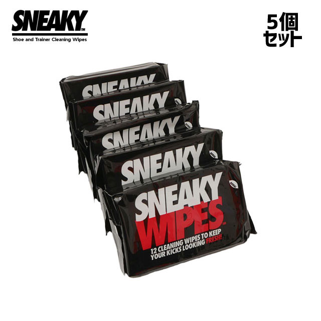 SNEAKY正規取扱店   スニーキー SNEAKY WIPES ワイプス 12枚入りx5個セット スニーカークリーナー 汚れ落とし 靴磨き シューケア お手入れ 拭くだけ コーティング クリーニング