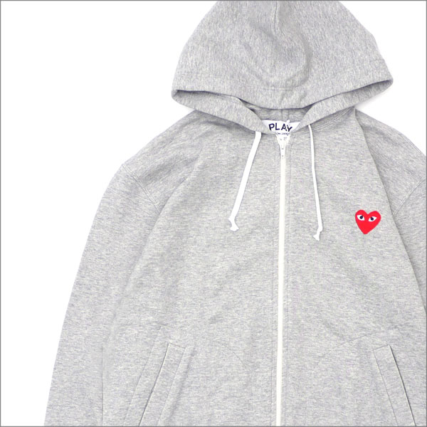 【本物・正規品】 PLAY COMME des GARCONS プレイ コムデギャルソン MEN'S RED ZIP HOODIE スウェットパーカー GRAY 211000545062x【新品】