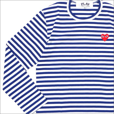 PLAY COMME des GARCONS プレイ コムデギャルソン MEN'S BORDER RED HEART L/S TEE 長袖Tシャツ BLUE 202000940044x【新品】