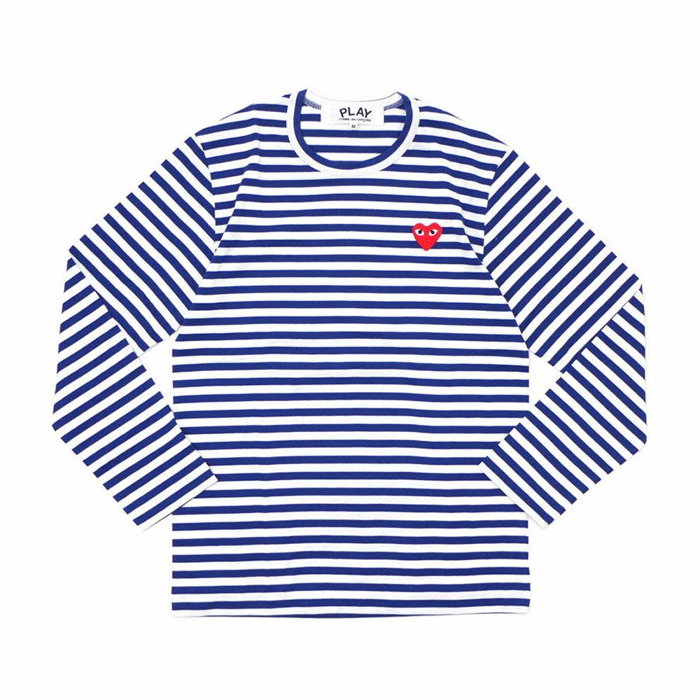 PLAY COMME des GARCONS プレイ コムデギャルソン MEN'S BORDER RED HEART L/S TEE 長袖Tシャツ BLUE 202000940044x【新品】