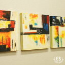 【在庫処分セール】 絵画 インテリア 3枚 手描き バリ絵画 モダンアート アジアン バリ 抽象画 おしゃれ 壁掛け アート 絵 アートパネル 北欧 和風 3連...