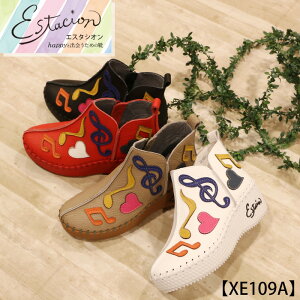 【送料無料】Estacion～エスタシオン～・音符モチーフウェッジブーツ【xe109a】