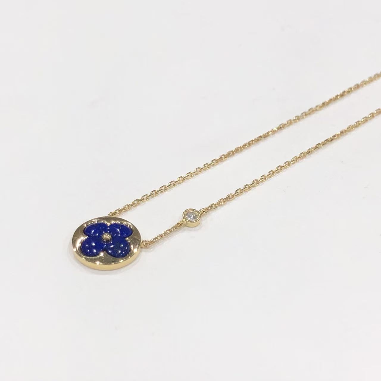 ルイヴィトン LOUIS VUITON カラー ブロッサム BB ネックレス K18YG ソーダライト ダイヤモンド 41cm レディース