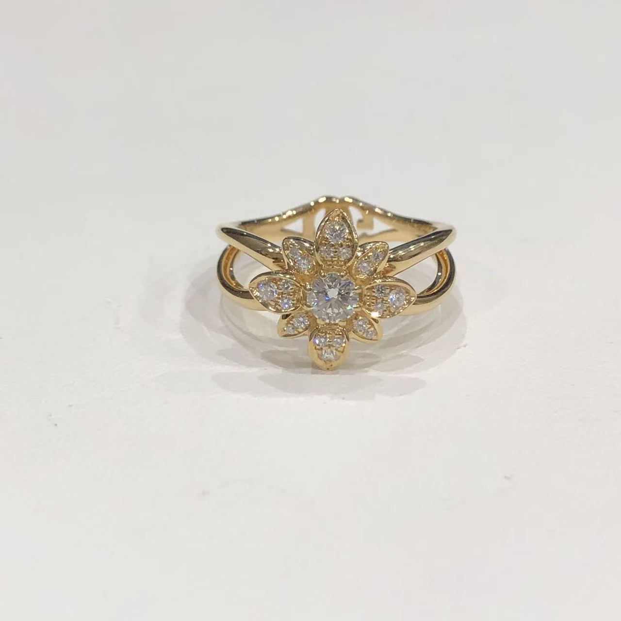 gucci///////////////\' - グッチ GUCCI フローラ リング K18YG ダイヤモンド 指輪 #15 日本限定 レディース【中古】