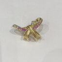 ジュネ Jeunet ブローチ K18YG サファイア 1.31ct ダイヤモンド 0.21ct リボン レディース【中古】