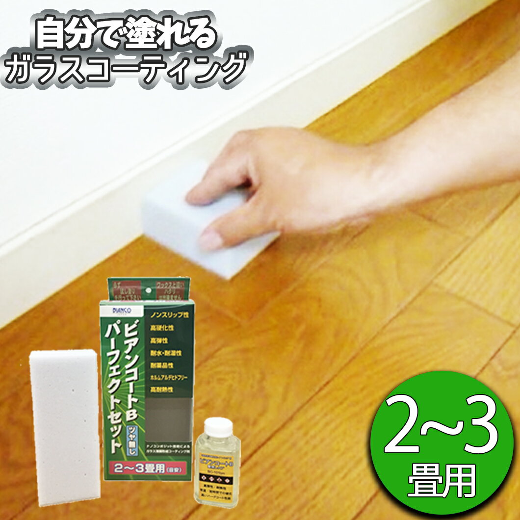 ビアンコート B パーフェクトセット（2〜3畳用/100ml） ビアンコジャパン ガラスコーティング DIY 床 ワックス 傷防止 大掃除 保護 犬 滑り止め ソファ 清掃 引越し フロアコーティング