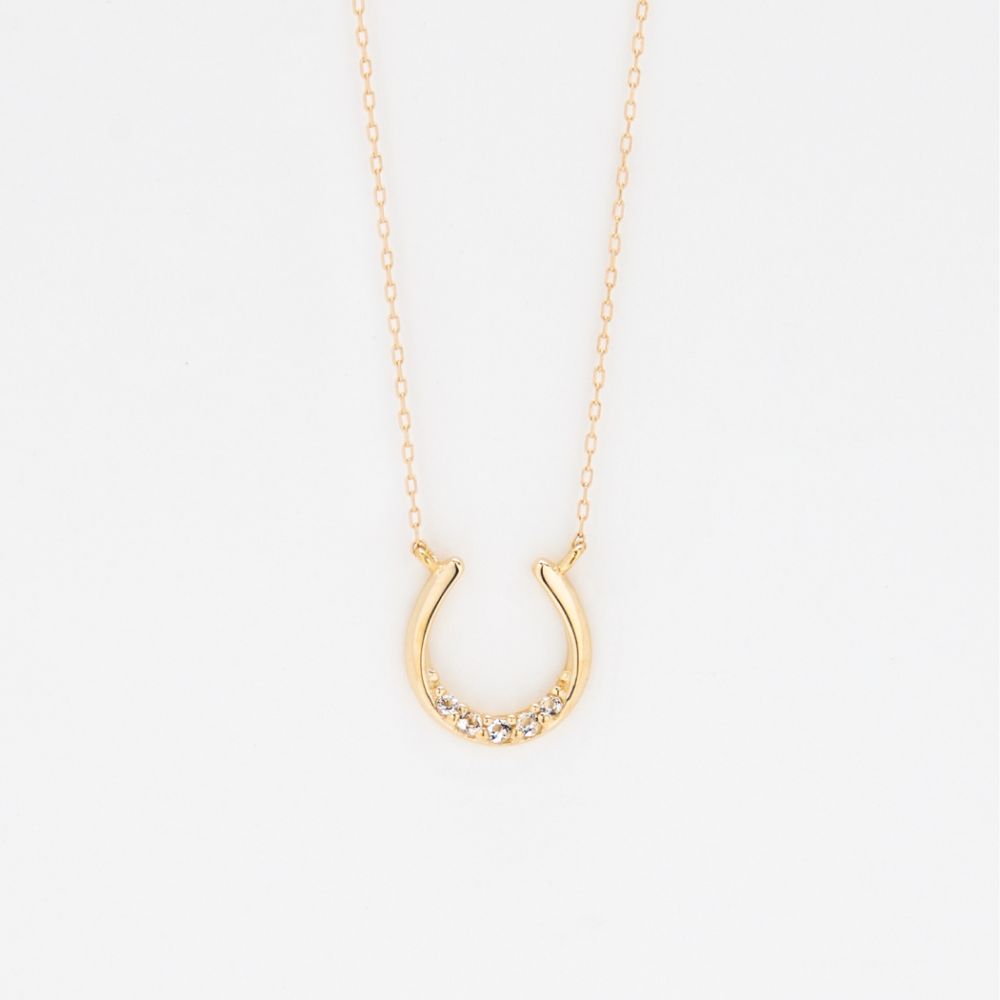 ネックレス レディース ホワイトトパーズ K10 イエローゴールド 10k 10金 馬蹄 ホースシュー 【 ESTELL..