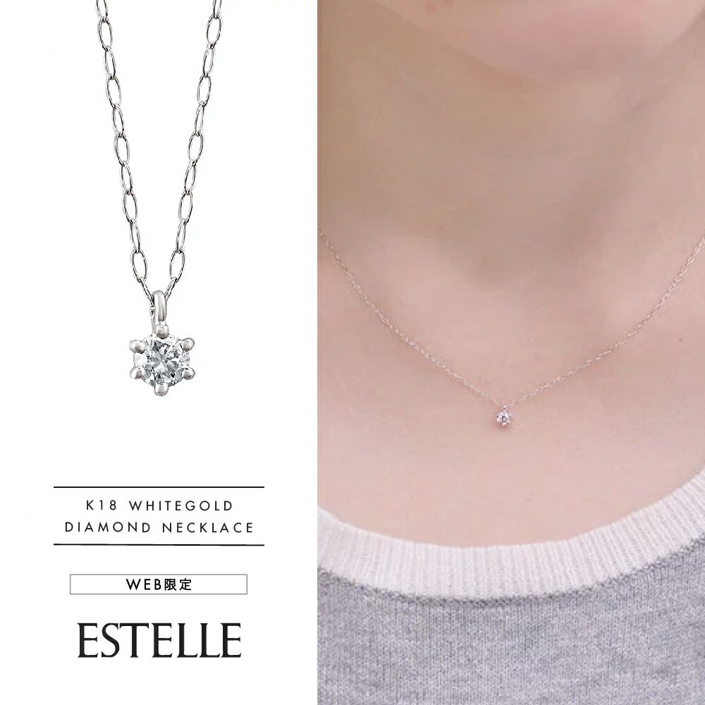 【WEB限定商品】 ネックレス レディース ダイヤモンド K18 ホワイトゴールド 18k 18金 一粒 1粒 0.06ct 【ESTELLE エステール】 母の日 プレゼント 贈り物 ギフト 20代 30代 40代 50代 60代 ジュエリー