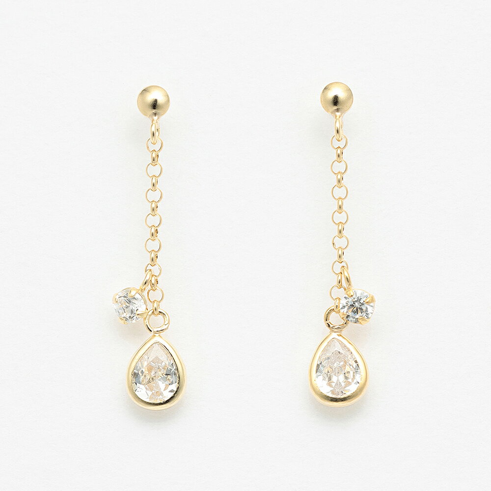 【 WEB限定 】 ピアス レディース キュービックジルコニア K10 イエローゴールド 10k 10金 しずく ドロップ 【 ESTELLE エステール 】 クリスマス 彼女 嫁 妻 奥さん プレゼント ギフト 20代 30代 40代 50代 60代 ジュエリー