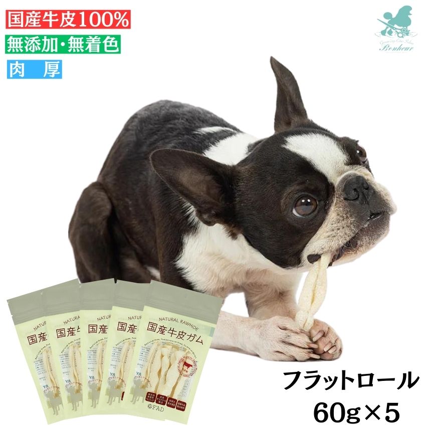 国産牛皮ガム フラットロール 60g×5 犬 おやつ ガム 無添加 デンタル 国産 牛皮 犬向けおやつ(デンタルケアガム) 【ダッドウェイ】 犬 おやつ ガム 国産 ペット 牛皮 チップス DADWAY 犬 おやつ ガム 無添加 デンタル