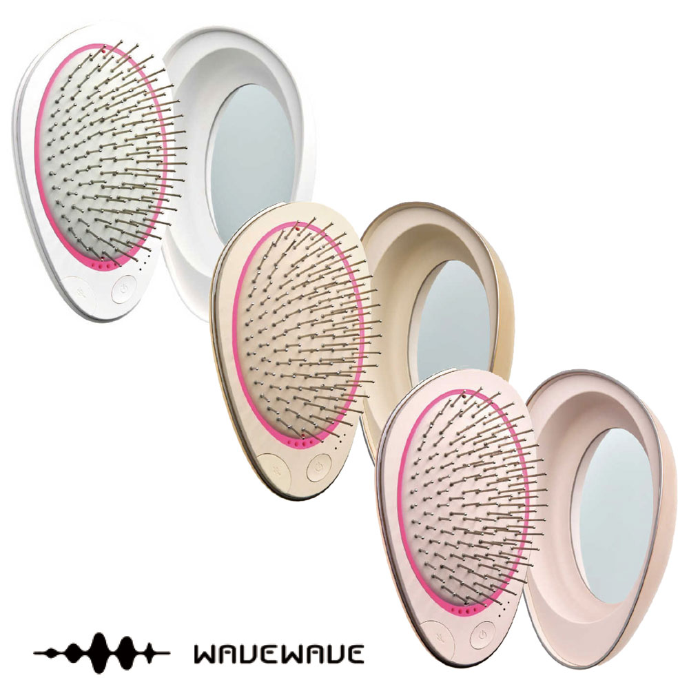 WAVEWAVE EMS ブラシエアー ミニ ヘアブラシ ミニ サイズ 持ち運び コンパクト くし ブラシ クシ 髪サラサラ 絡まない 静電気 防止 バイブレーション マイクロカレント マイナス イオン ヘア ケア 頭皮 誕生日 プレゼント イーエムエス Brush Air mini 正規品 送料無料
