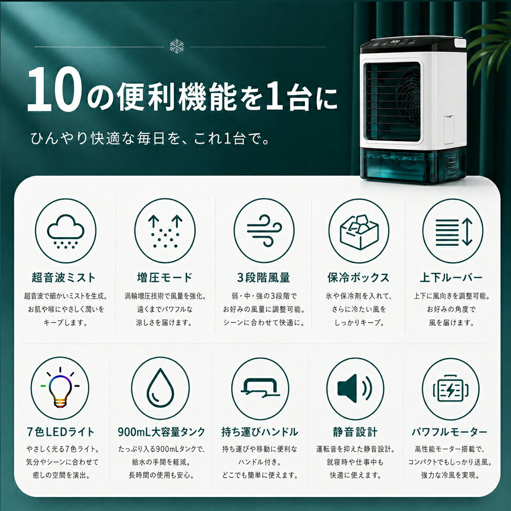 正規品 冷風機 ポータブルクーラー 小型 冷風扇 卓上 ミニ冷風機 ポータブルエアコ...