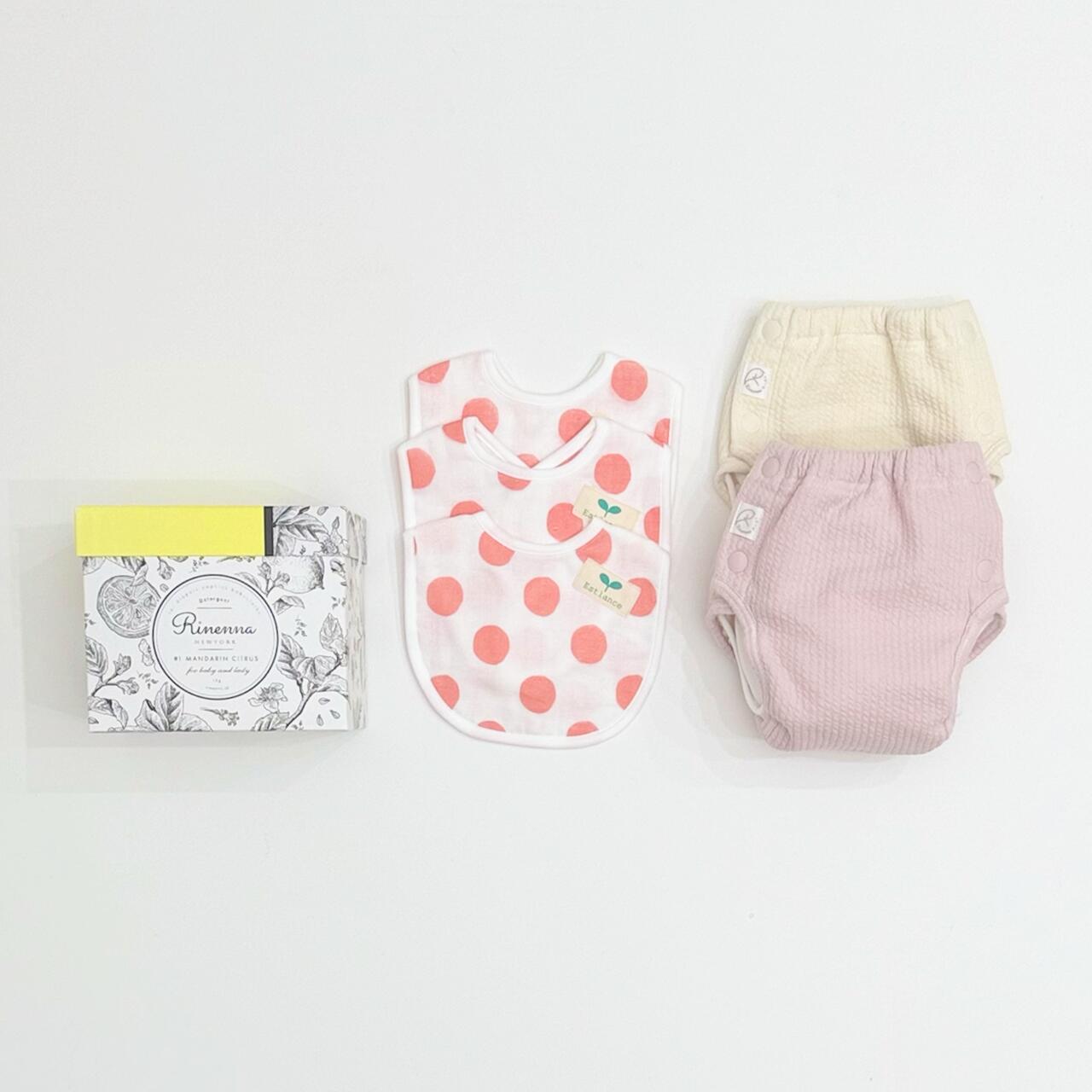 マシュマロおむつと洗濯洗剤リネンナ＃1とスタイ3枚のセット マシュマロおむつ 2枚組（カバー2枚+イン..