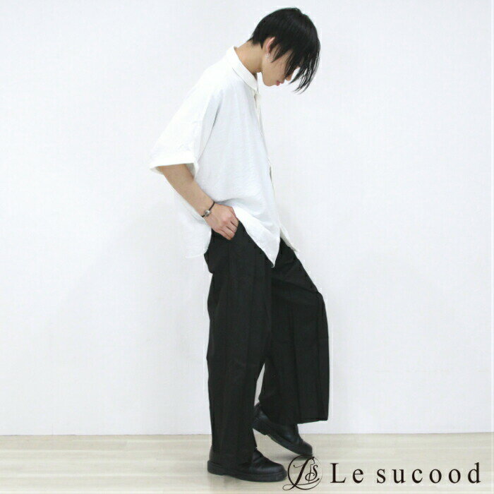 【Le sucood】プリーツデザイン 袴パンツ 袴 はかま メンズ レディース プリーツ 黒 モード系 ガウチョパンツ ワイドパンツ サルエル ロングスカート スカートパンツ ゴシック V系 キレイめ スラックス ユニセックス