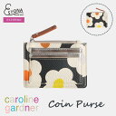 【caroline gardner 公式】Multi Flower Charcoal Short Patch Purse │ キャロラインガードナー コインパース ミニ財布 ウォレット カード入れ 小銭入れ 革小物 フラワー 花柄 高見え イギリス ギフト
