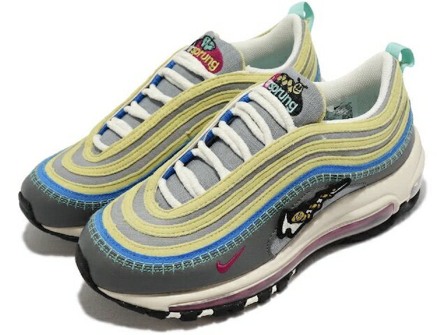 NIKE AIR MAX 97 SE GS ナイキ エア マックス 97 SE GS 灰黄青 GREY YELLOW BIUE 22-05-K#80