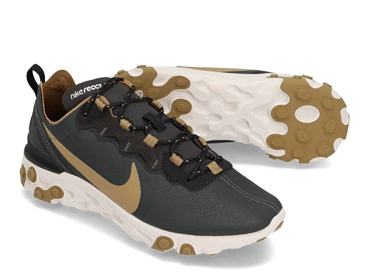 NIKE REACT ELEMENT 55ナイキ リアクト エレメント 55 メンズ ランニング シューズ OUTDOOR GREEN/GOLDEN BEIGE 19-03-42