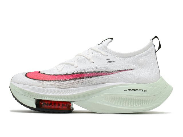 NIKE AIR ZOOMX ALPHAFLY NEXT%ナイキ エア ズームX アルファフライ ネクスト% 厚底ランニング シューズホワイト/ジェイドオーラ/フラッシュクリムゾン #100