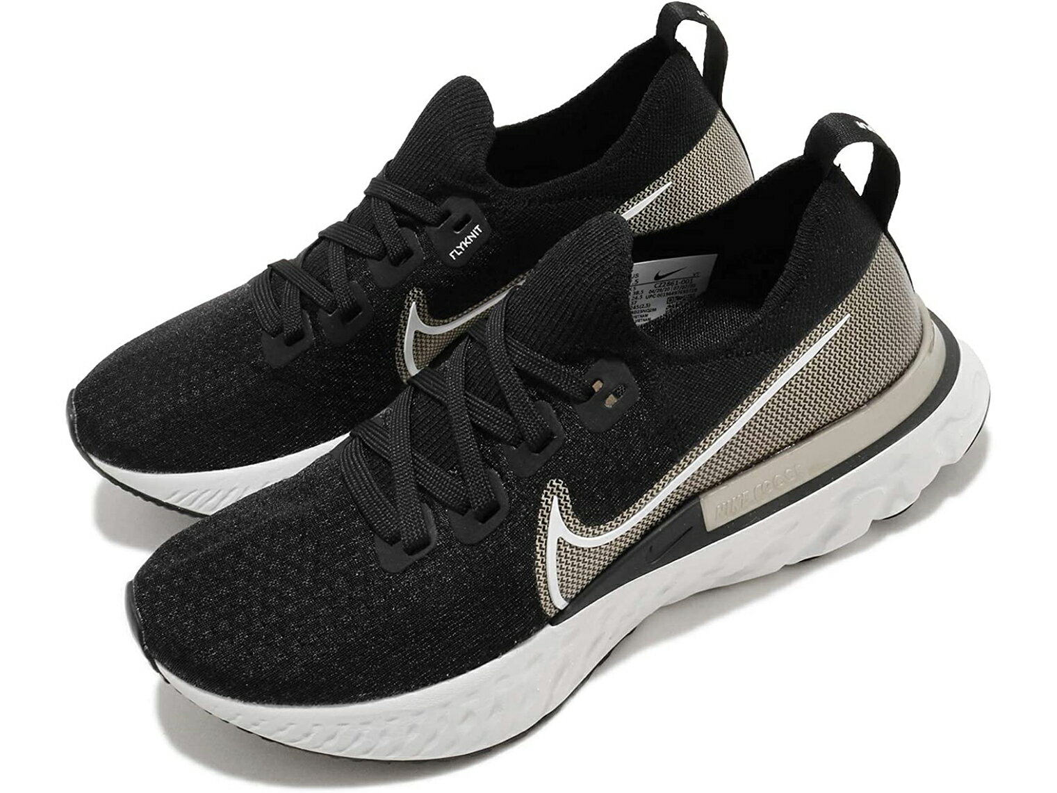 NIKE W REACT INFINITY RUN FK PRMナイキ リアクト インフィニティ ラン フライニット レディース ランニング シューズBLACK/WHITE-MTLC GOLD SILK 20-12-0244#70